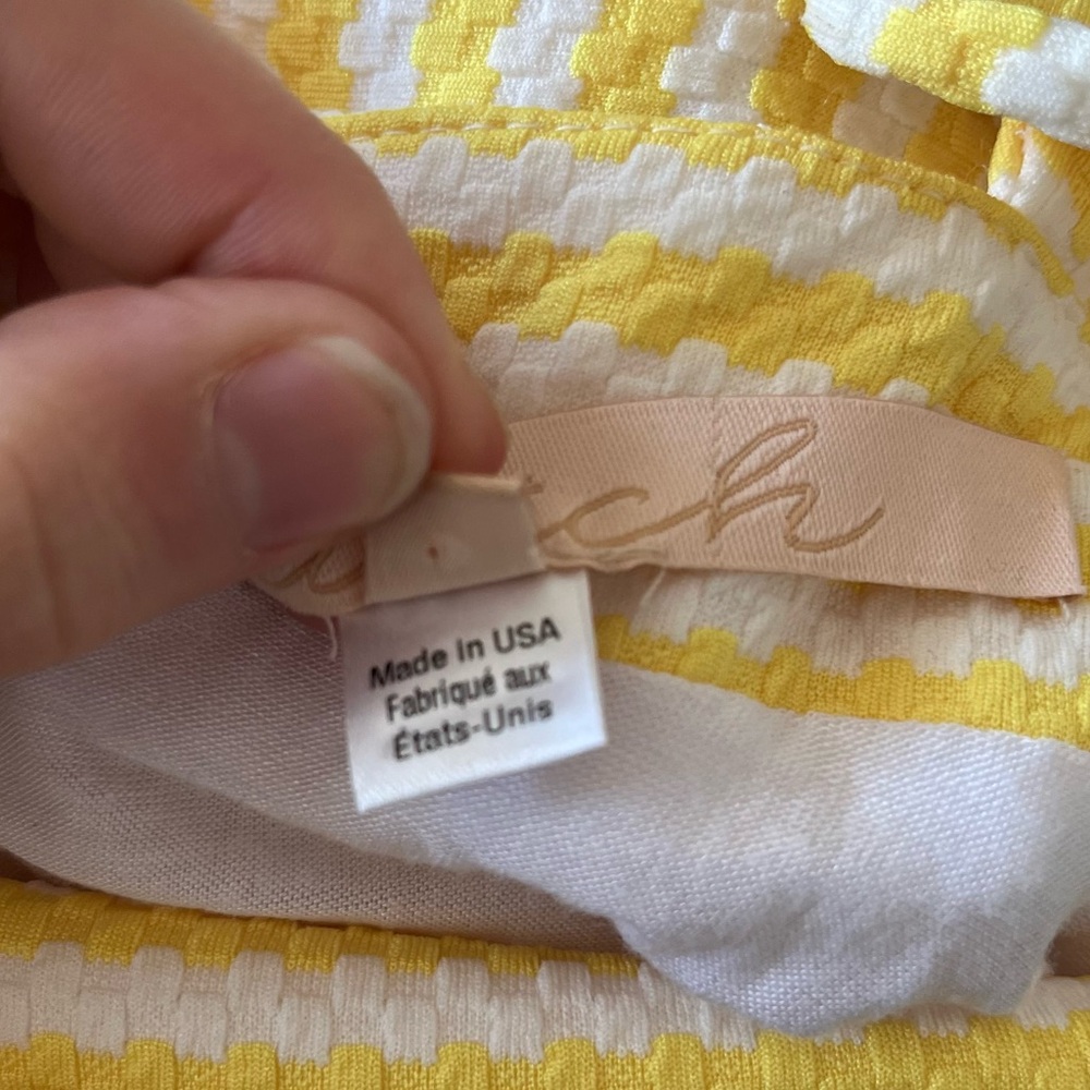 Anthropologie Hutch Molly Striped Yellow White Bow Spaghetti Strap Dress EUC XS - Picture 9 of 12